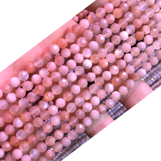 CTG303 Moonstone Gemstone Beads Faceted Round 4mm 15" Strand