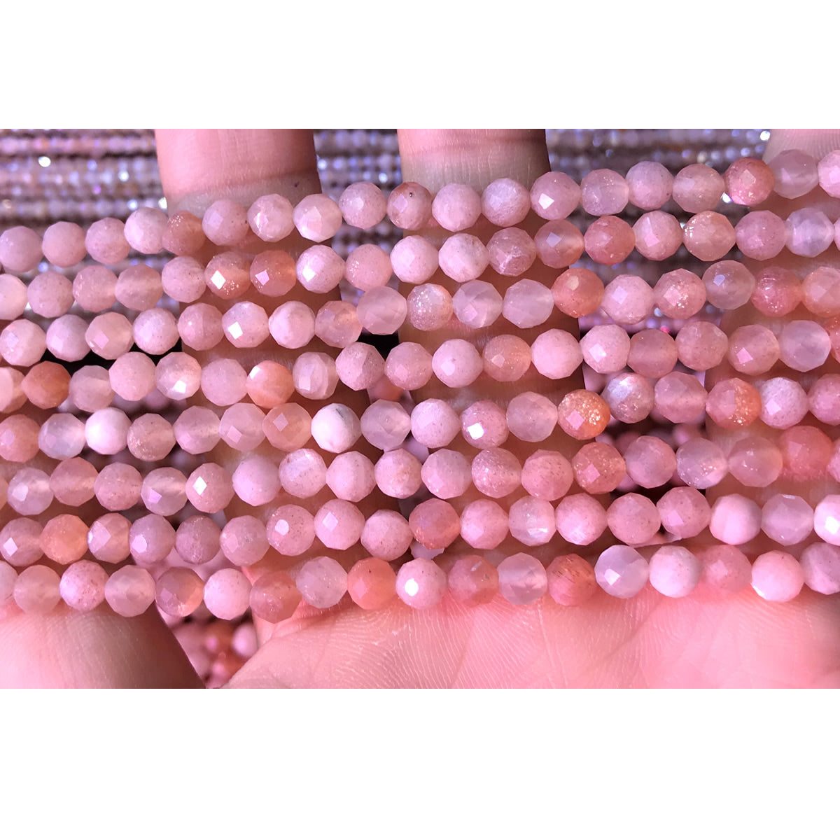 CTG303 Moonstone Gemstone Beads Faceted Round 4mm 15" Strand