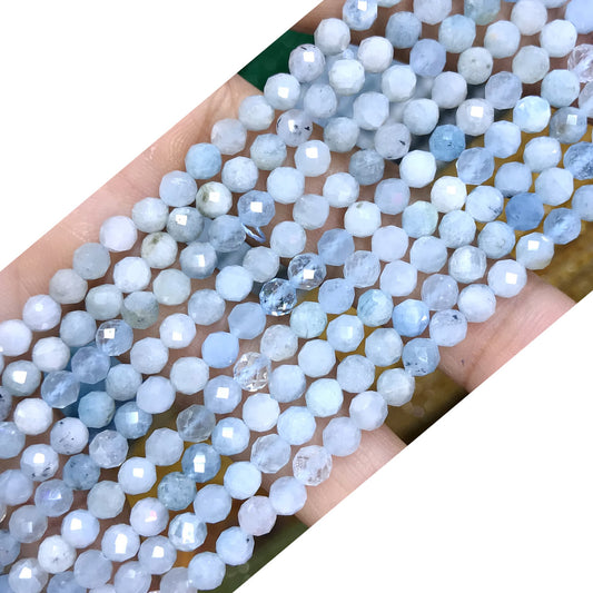 CTG305 Aquamarine Gemstone Beads Faceted Round 4mm 15" Strand