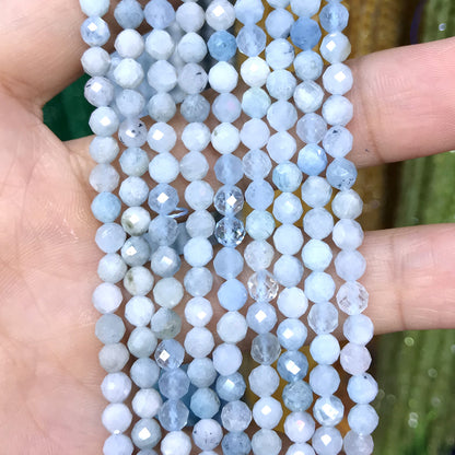 CTG305 Aquamarine Gemstone Beads Faceted Round 4mm 15" Strand