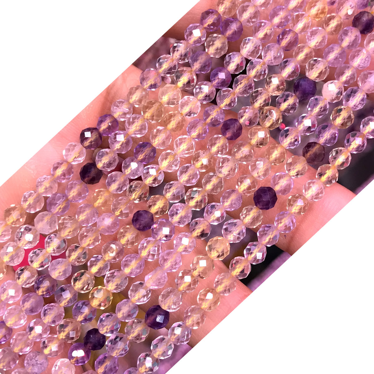 CTG310 Ametrine Gemstone Beads Faceted Round 4mm 15" Strand