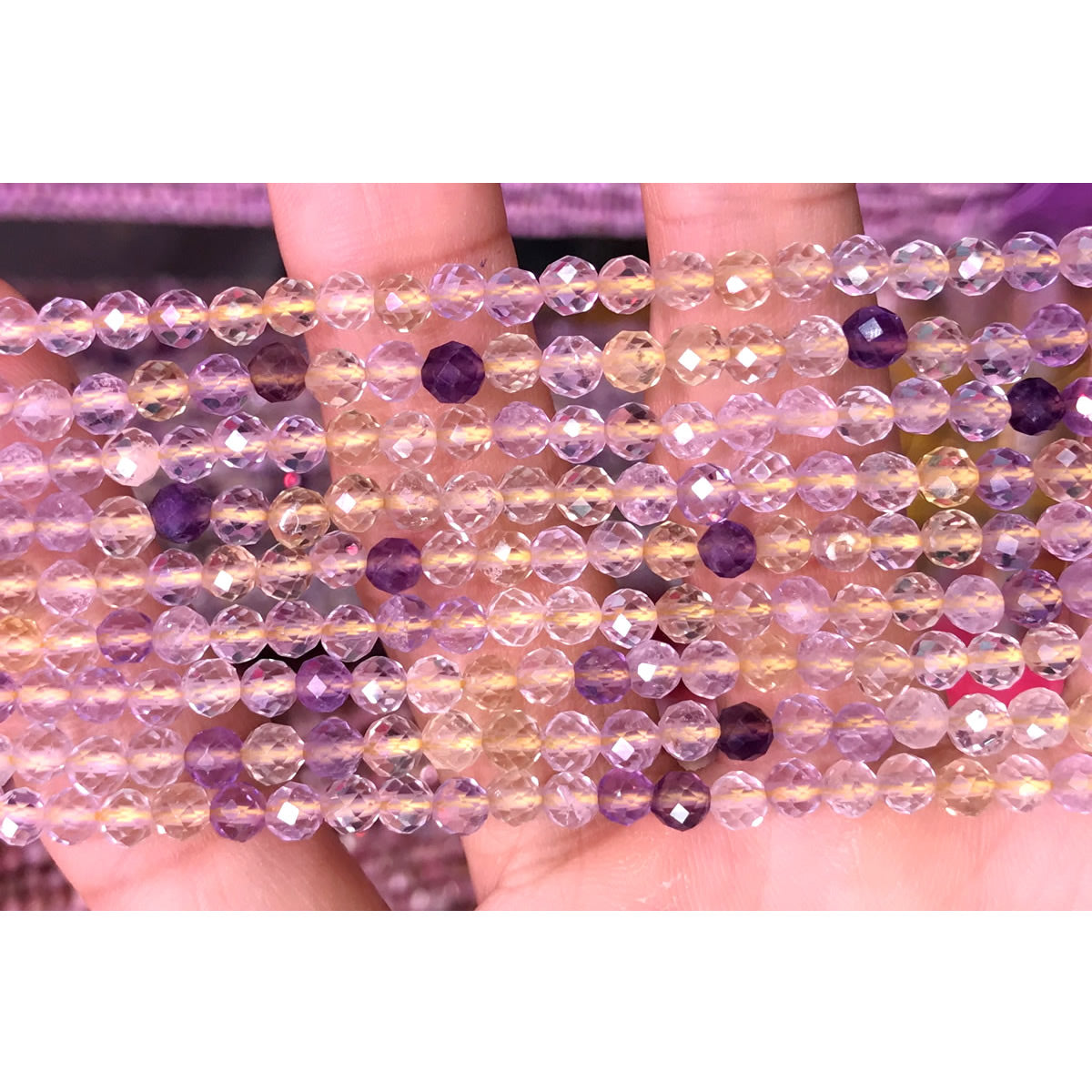 CTG310 Ametrine Gemstone Beads Faceted Round 4mm 15" Strand