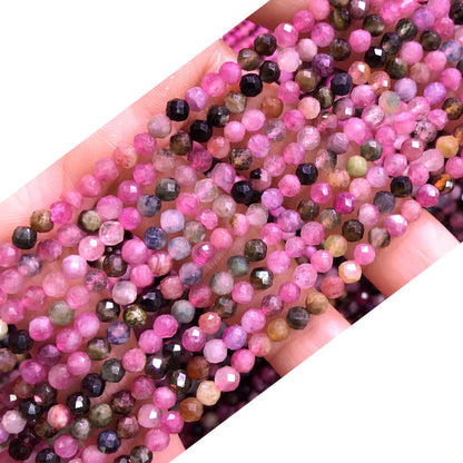 CTG311 Tourmaline Gemstone Beads Faceted Round 4mm 15" Strand