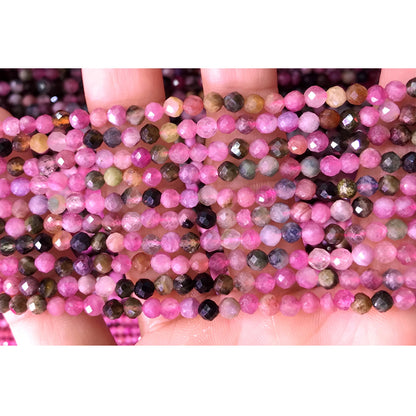 CTG311 Tourmaline Gemstone Beads Faceted Round 4mm 15" Strand