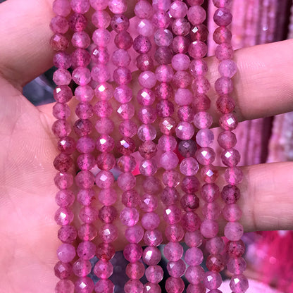 CTG312 Strawberry Quartz Beads Faceted Round 4mm 15" Strand