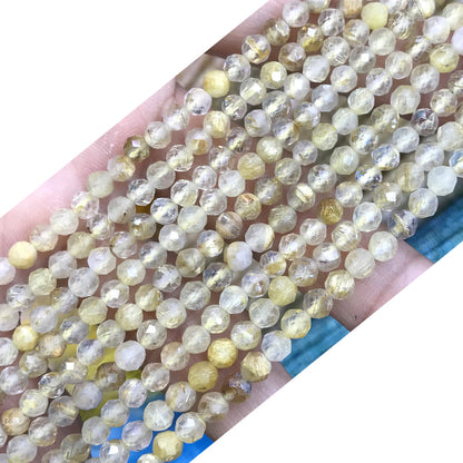 CTG313 Golden Rutilated Quartz Beads Faceted Round 4mm 15" Strand