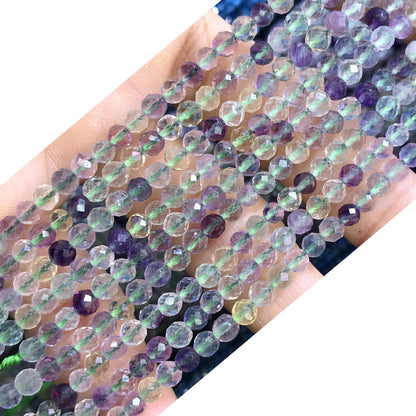 CTG315 Fluorite Gemstone Beads Faceted Round 4mm 15" Strand