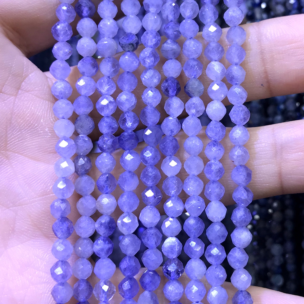 CTG316 Blue Kyanite Gemstone Beads Faceted Round 4mm 15" Strand