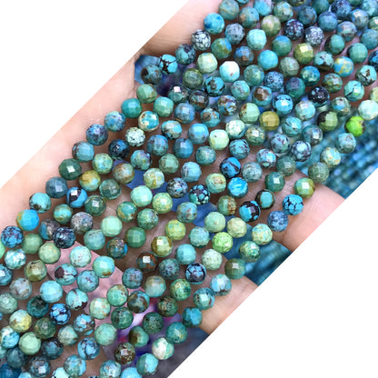 CTG319 Turquoise Gemstone Beads Faceted Round 4mm 15" Strand