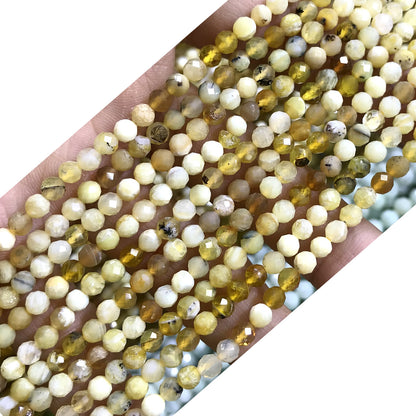 CTG321 Yellow Opal Gemstone Beads Faceted Round 4mm 15" Strand