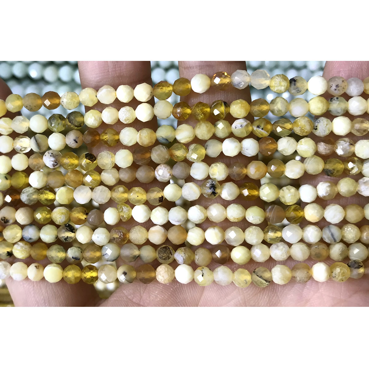 CTG321 Yellow Opal Gemstone Beads Faceted Round 4mm 15" Strand