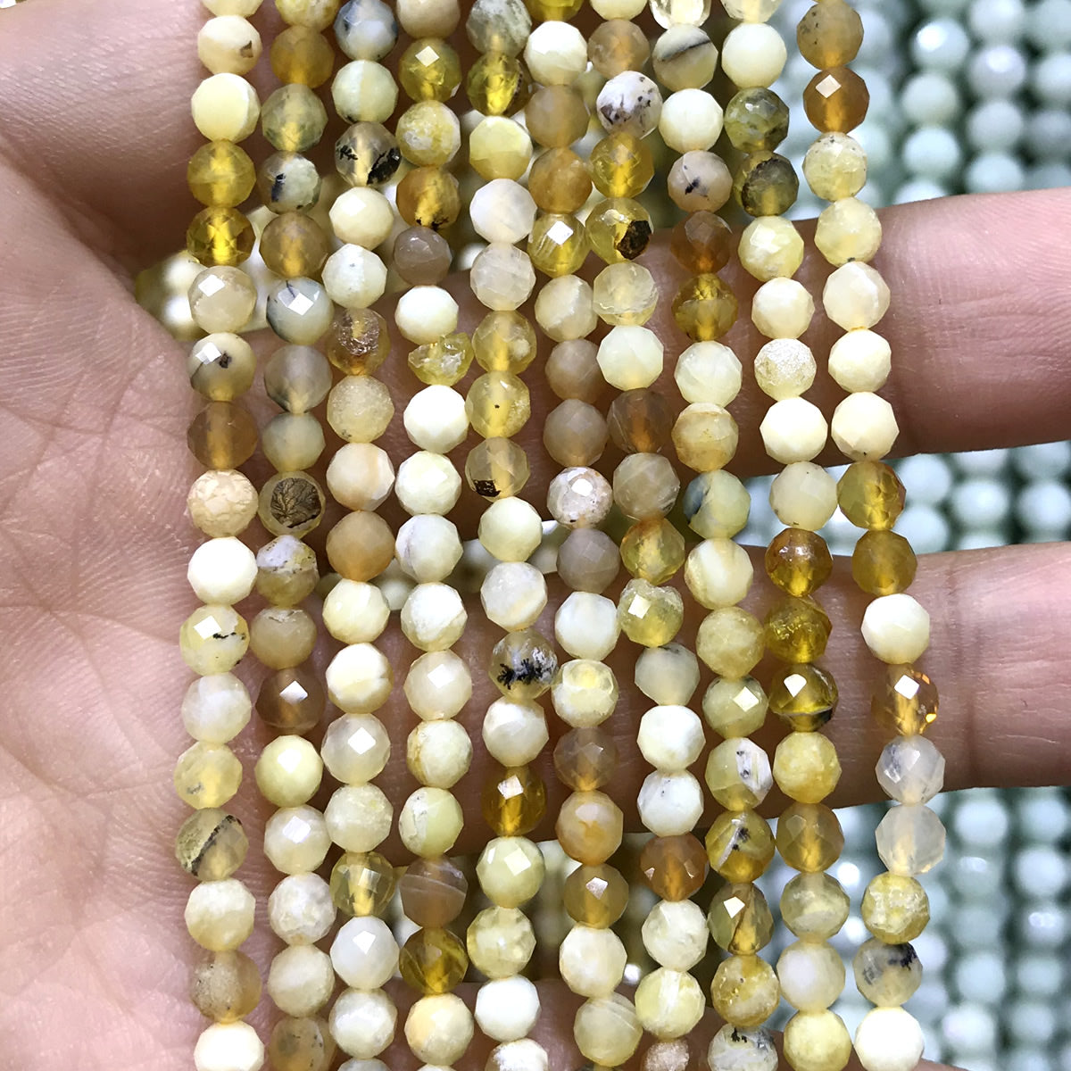 CTG321 Yellow Opal Gemstone Beads Faceted Round 4mm 15" Strand