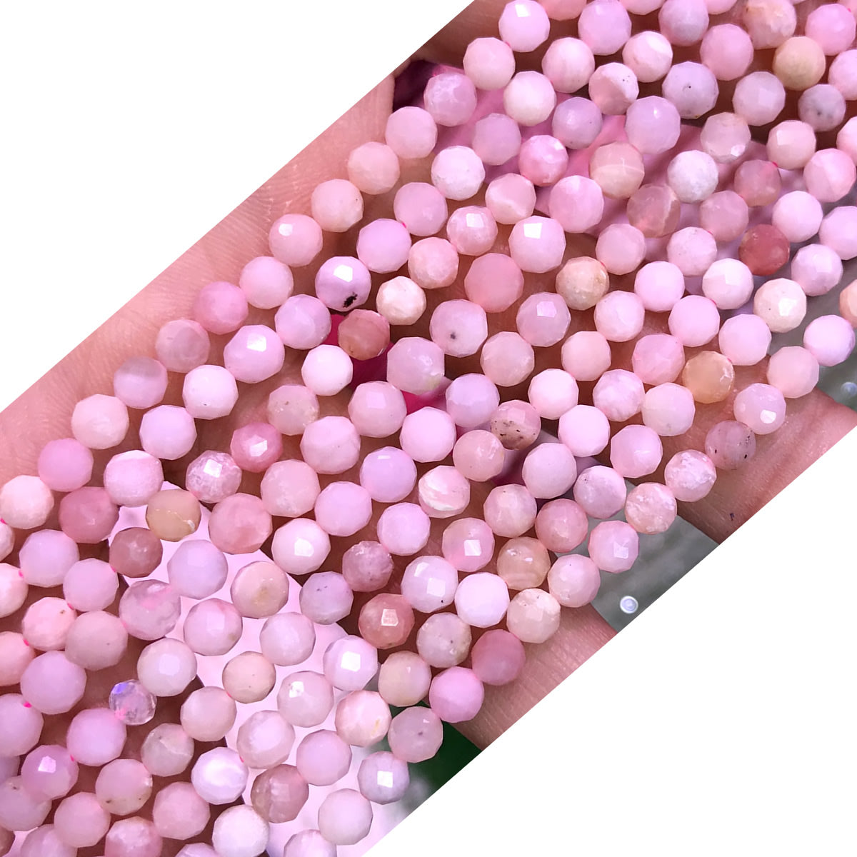 CTG322 Pink Opal Gemstone Beads Faceted Round 4mm 15" Strand