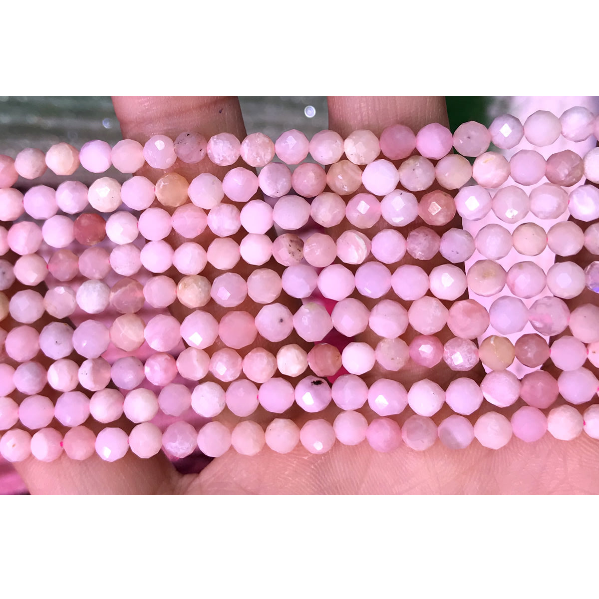 CTG322 Pink Opal Gemstone Beads Faceted Round 4mm 15" Strand