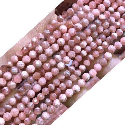 CTG323 Rhodochrosite Gemstone Beads Faceted Round 4mm 15" Strand