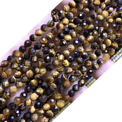 CTG324 Yellow Tiger Eye Beads Faceted Round 4mm 15" Strand