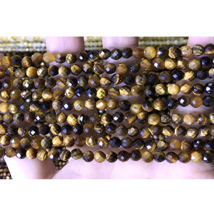 CTG324 Yellow Tiger Eye Beads Faceted Round 4mm 15" Strand