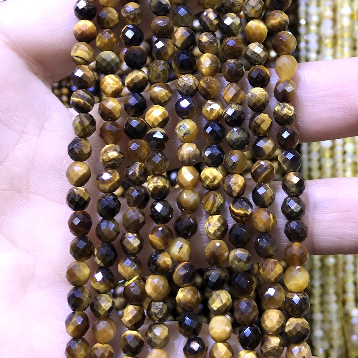 CTG324 Yellow Tiger Eye Beads Faceted Round 4mm 15" Strand