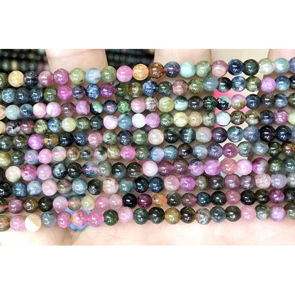 CTO01 Tourmaline Gemstone Beads Smooth Round 4mm 15.5" Strand