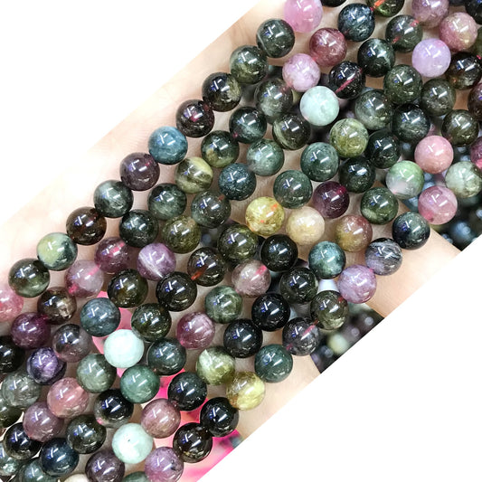 CTO02 Tourmaline Gemstone Beads Smooth Round 6mm 15.5" Strand