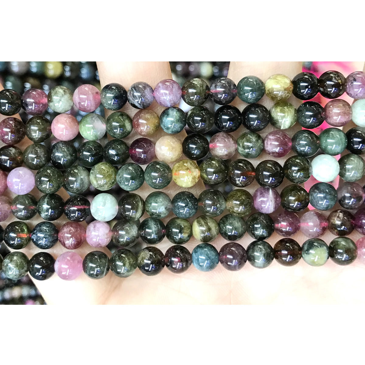 CTO02 Tourmaline Gemstone Beads Smooth Round 6mm 15.5" Strand