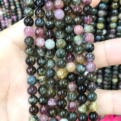 CTO02 Tourmaline Gemstone Beads Smooth Round 6mm 15.5" Strand