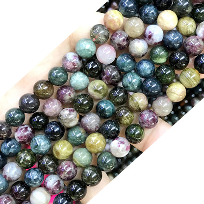 CTO03 Tourmaline Gemstone Beads Smooth Round 8mm 15.5" Strand