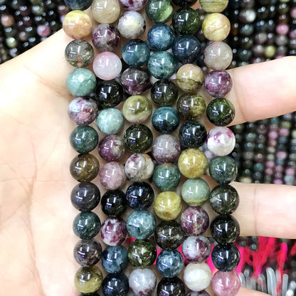 CTO03 Tourmaline Gemstone Beads Smooth Round 8mm 15.5" Strand