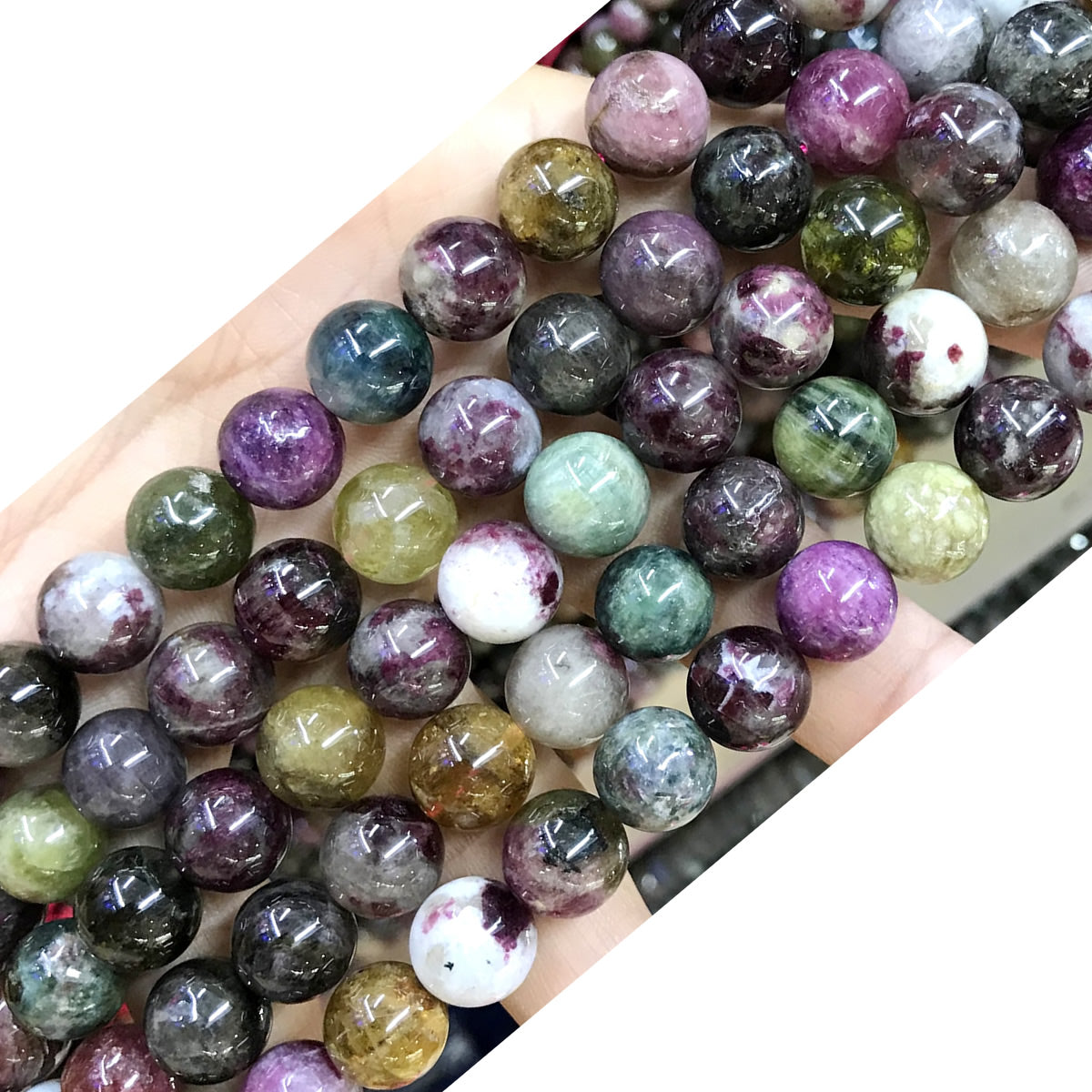 CTO04 Tourmaline Gemstone Beads Smooth Round 10mm 15.5" Strand