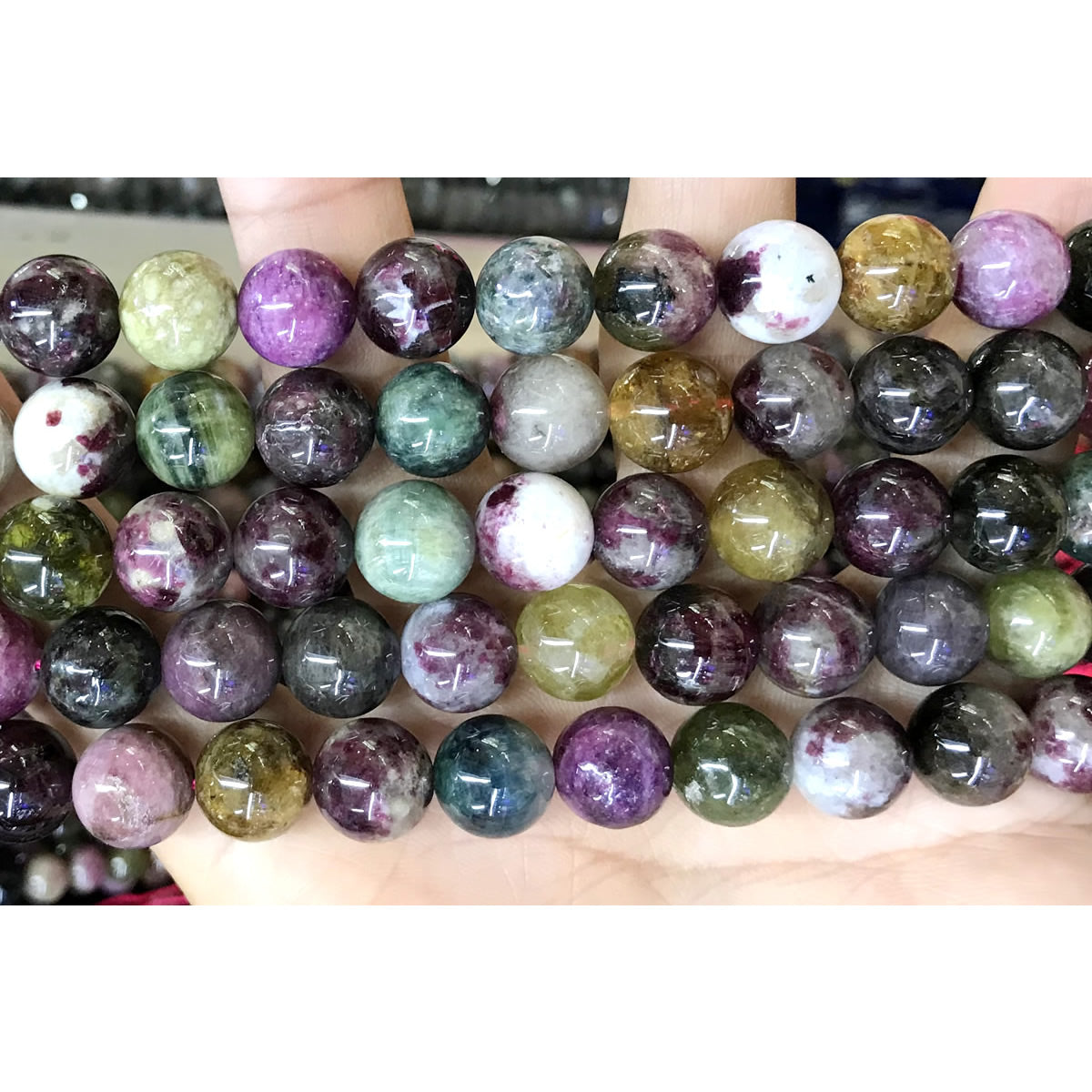 CTO04 Tourmaline Gemstone Beads Smooth Round 10mm 15.5" Strand