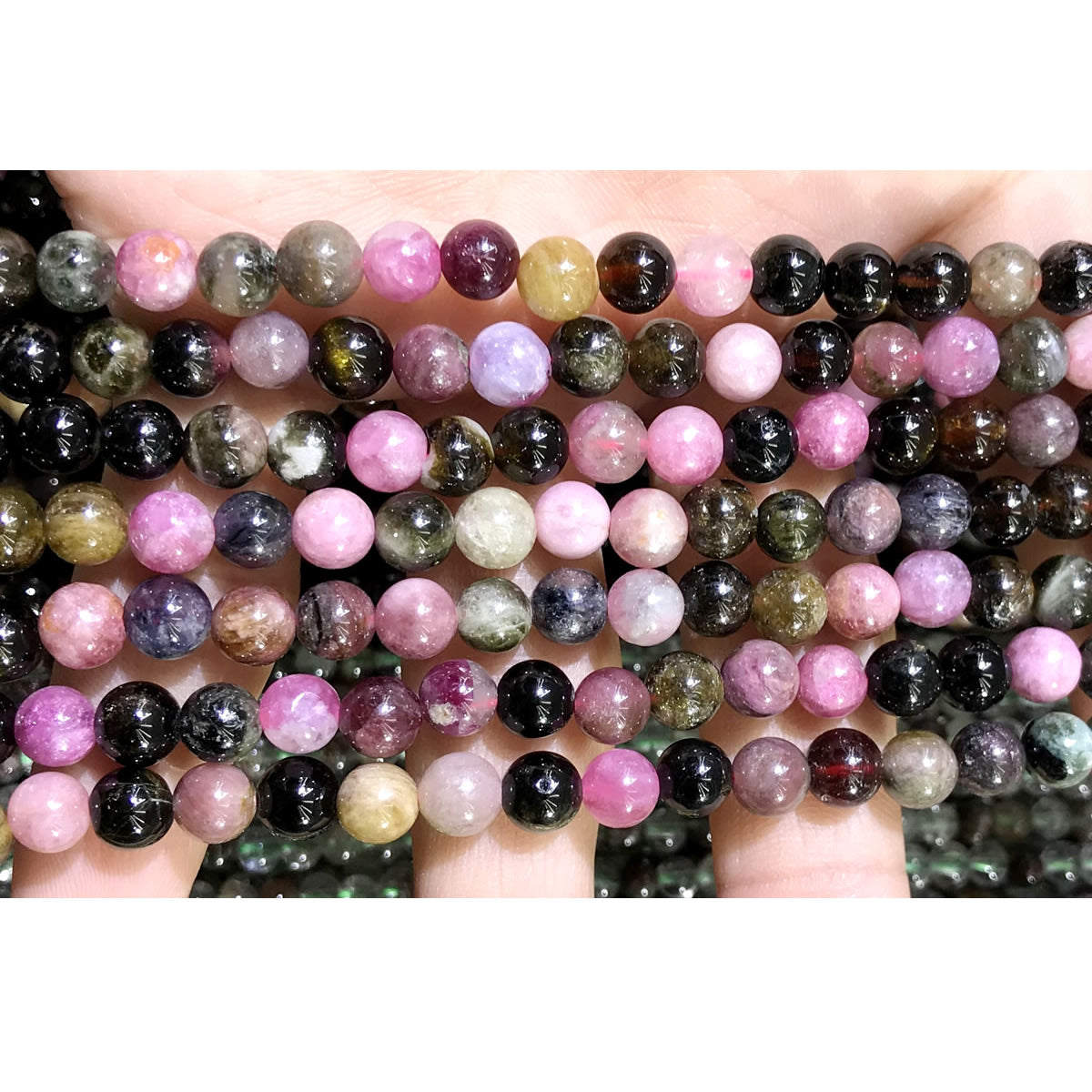 CTO18 Tourmaline Gemstone Beads Smooth Round 6mm 15.5" Strand