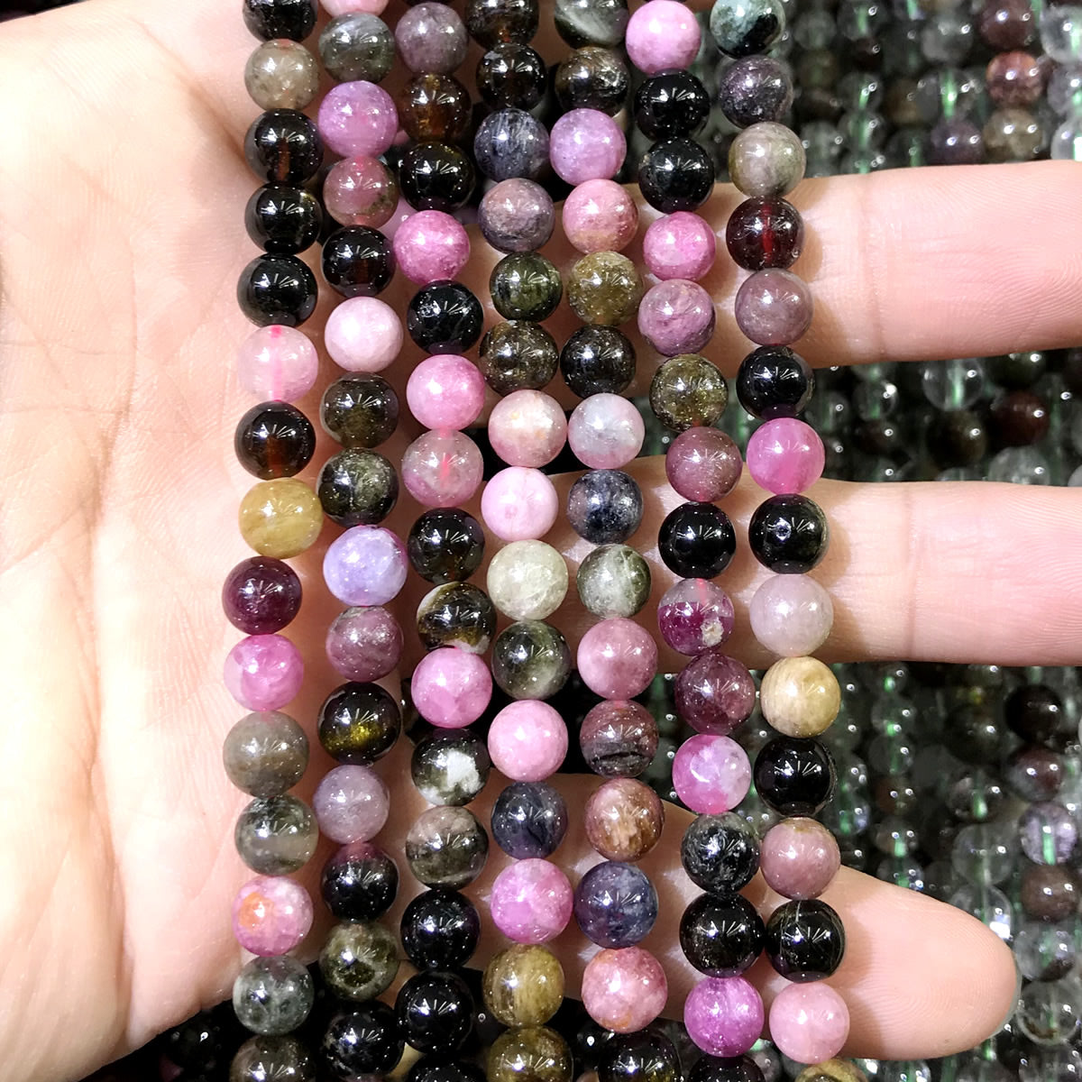 CTO18 Tourmaline Gemstone Beads Smooth Round 6mm 15.5" Strand