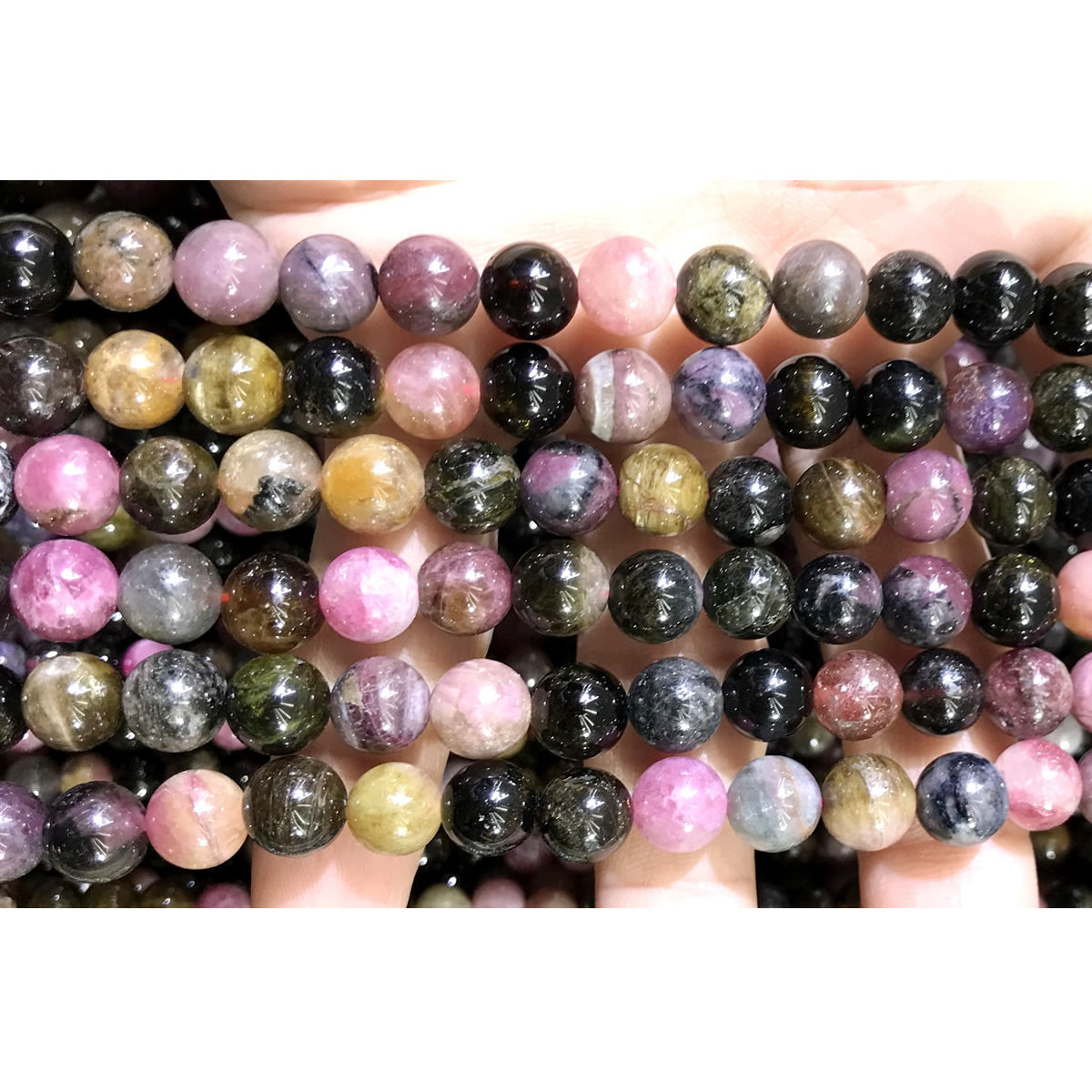 CTO19 Tourmaline Gemstone Beads Smooth Round 8mm 15.5" Strand