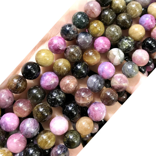 CTO20 Tourmaline Gemstone Beads Smooth Round 10mm 15.5" Strand