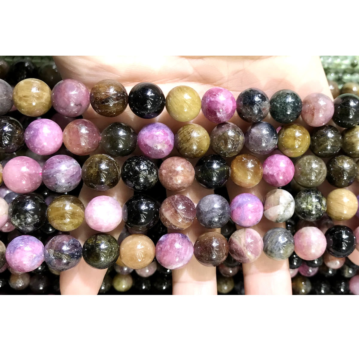 CTO20 Tourmaline Gemstone Beads Smooth Round 10mm 15.5" Strand