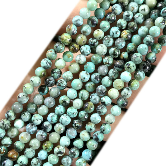 CTU100 African Turquoise Beads Smooth Round 4mm 15" Strand