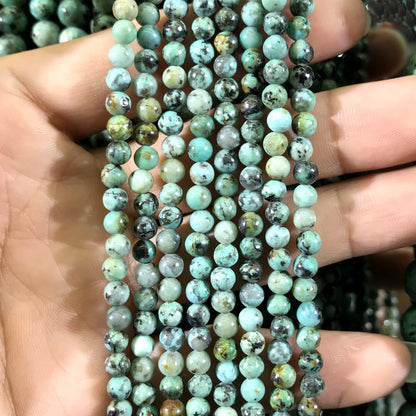 CTU100 African Turquoise Beads Smooth Round 4mm 15" Strand