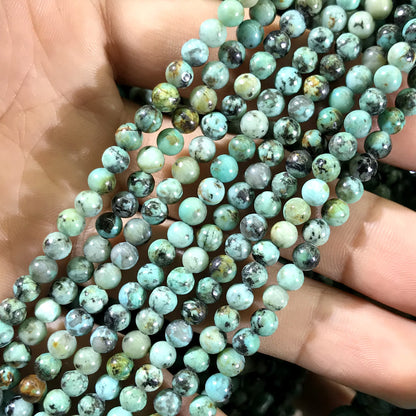 CTU100 African Turquoise Beads Smooth Round 4mm 15" Strand