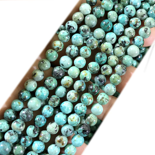 CTU101 African Turquoise Beads Smooth Round 6mm 15" Strand