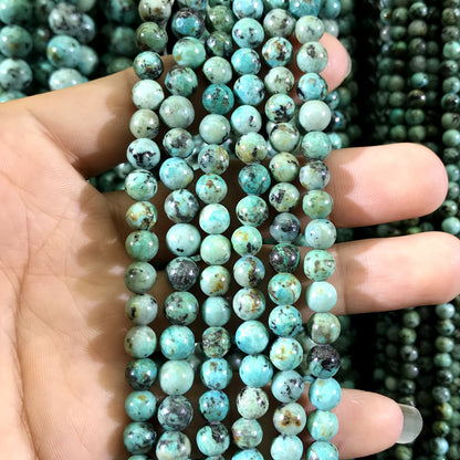 CTU101 African Turquoise Beads Smooth Round 6mm 15" Strand