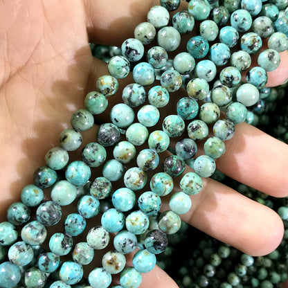 CTU101 African Turquoise Beads Smooth Round 6mm 15" Strand