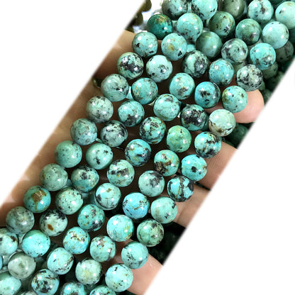 CTU102 African Turquoise Beads Smooth Round 8mm 15" Strand