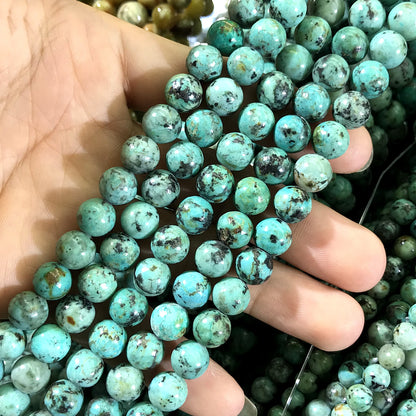 CTU102 African Turquoise Beads Smooth Round 8mm 15" Strand