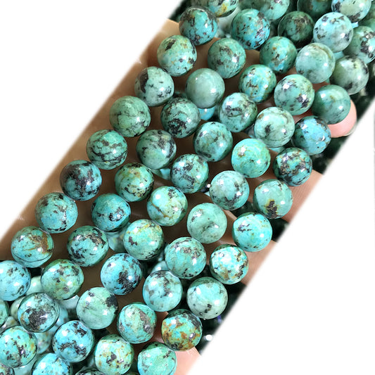 CTU103 African Turquoise Beads Smooth Round 10mm 15" Strand