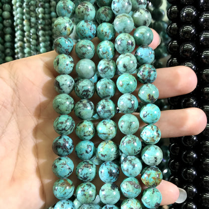 CTU103 African Turquoise Beads Smooth Round 10mm 15" Strand