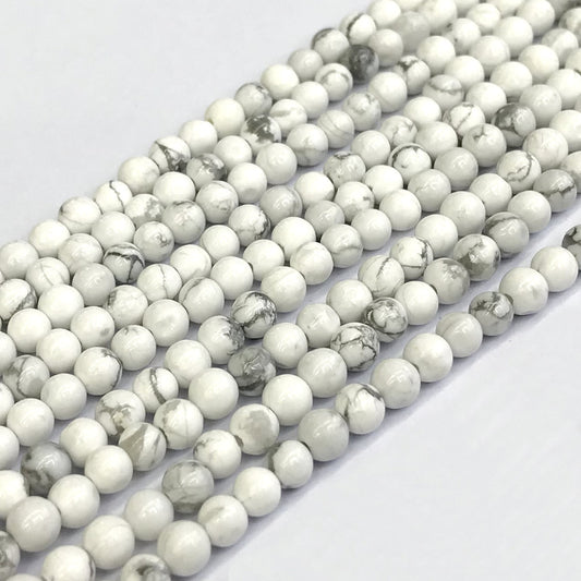 CTU25 White Howlite Turquoise Beads Smooth Round 4mm 15" Strand