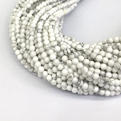 CTU25 White Howlite Turquoise Beads Smooth Round 4mm 15" Strand