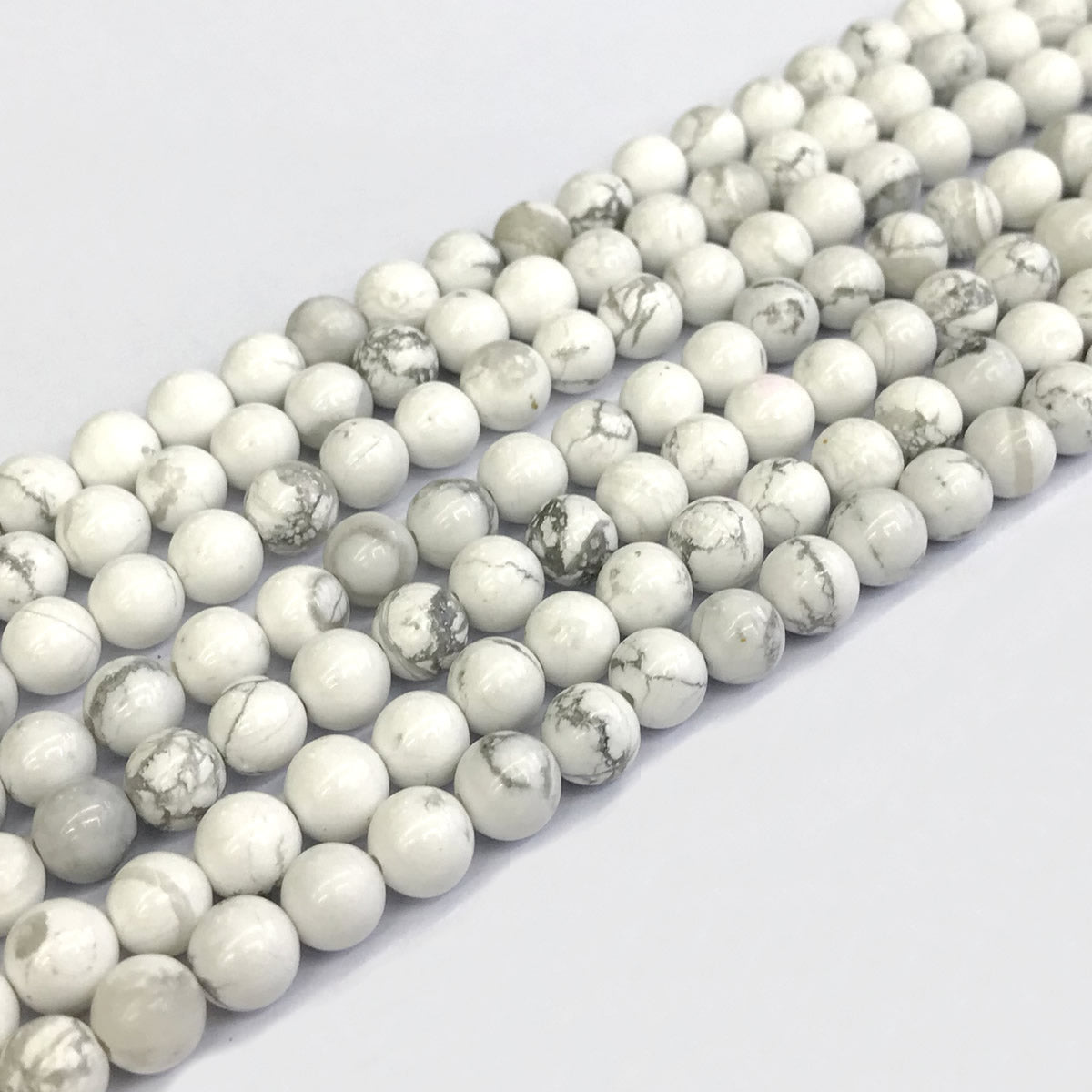 CTU26 White Howlite Turquoise Beads Smooth Round 6mm 15" Strand