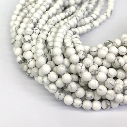 CTU26 White Howlite Turquoise Beads Smooth Round 6mm 15" Strand