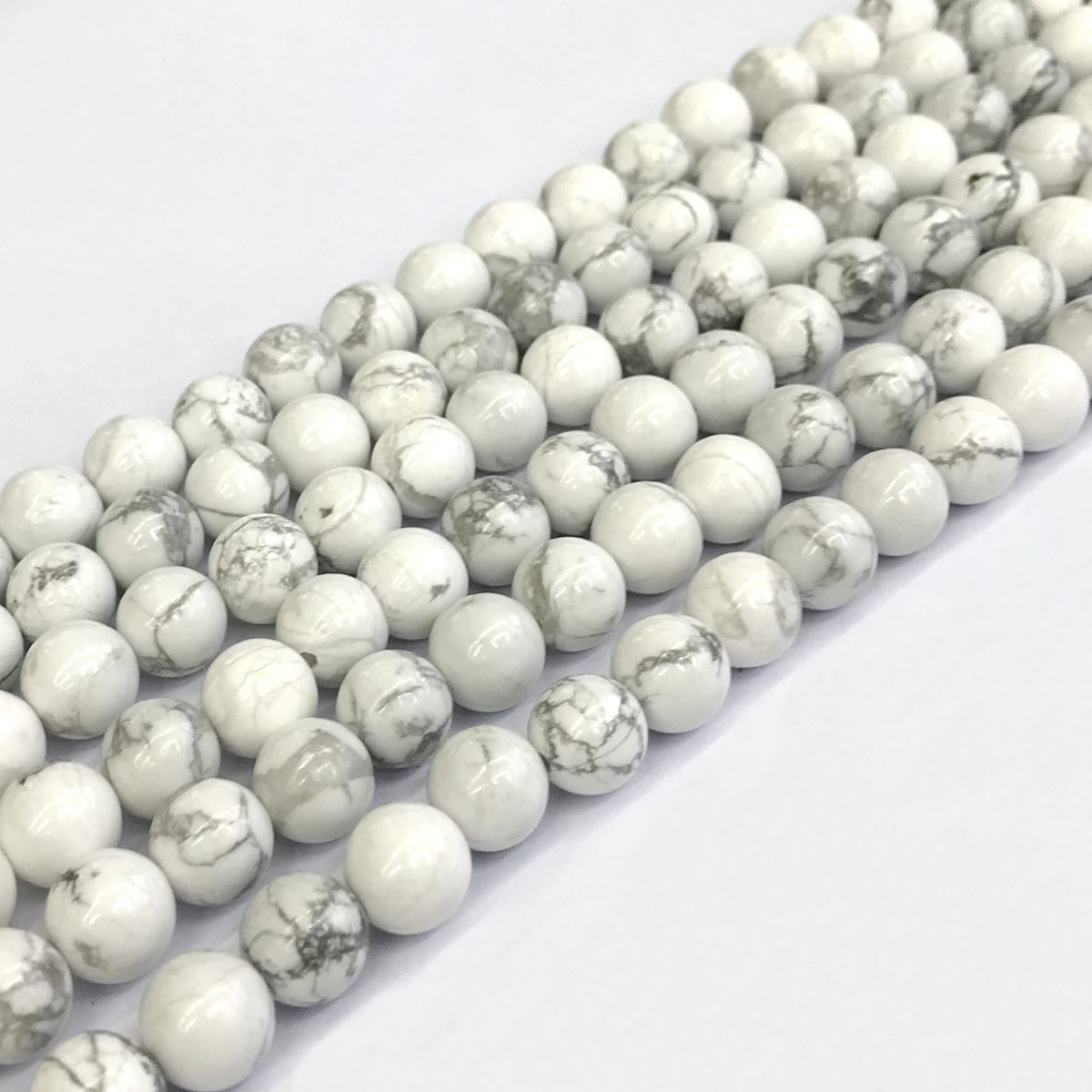 CTU27 White Howlite Turquoise Beads Smooth Round 8mm 15" Strand